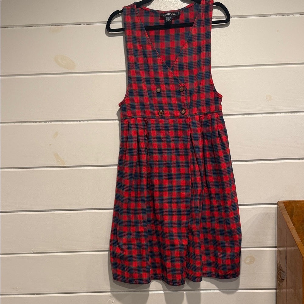 Charming Red and Black Plaid Kids Dress